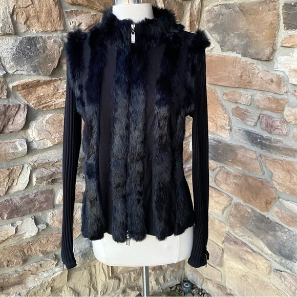Dolce Cabo Sweaters - DOLCE CABO Black Rabbit Fur Sweater
